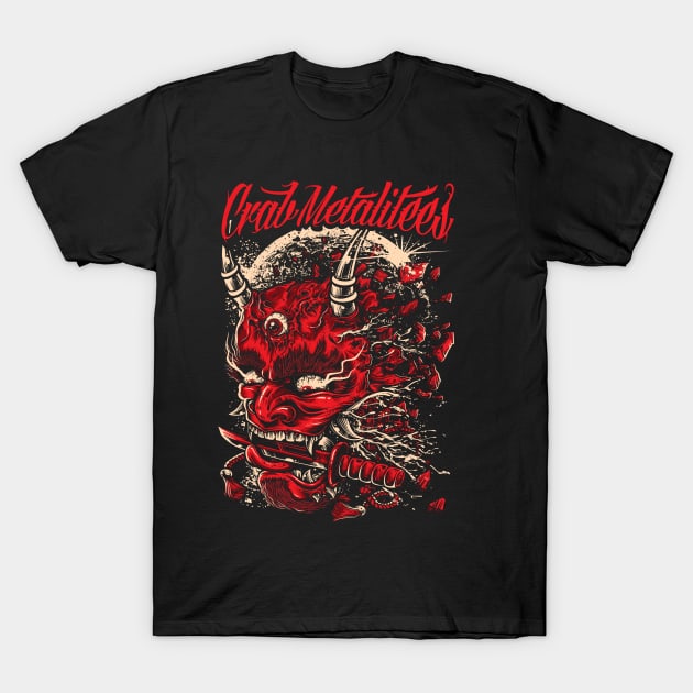 Red Hannya Mask T-Shirt by KawaiiDread